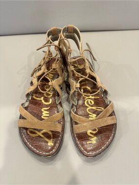 Sam Edelman Tan Suede Lace-Up Gladiator Sandals